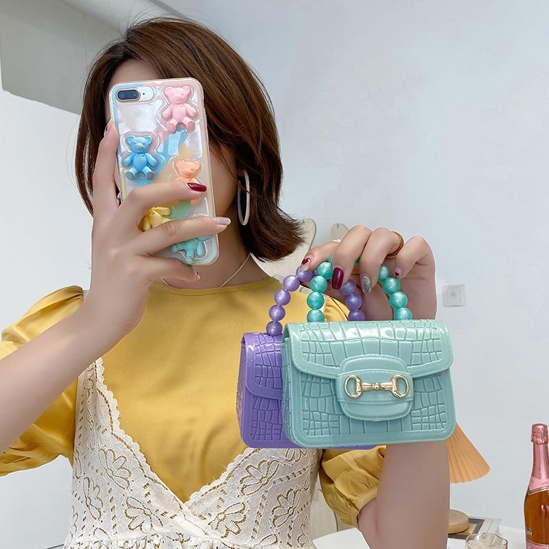 Pearl stone pattern jelly bag versatile lock women's bag
