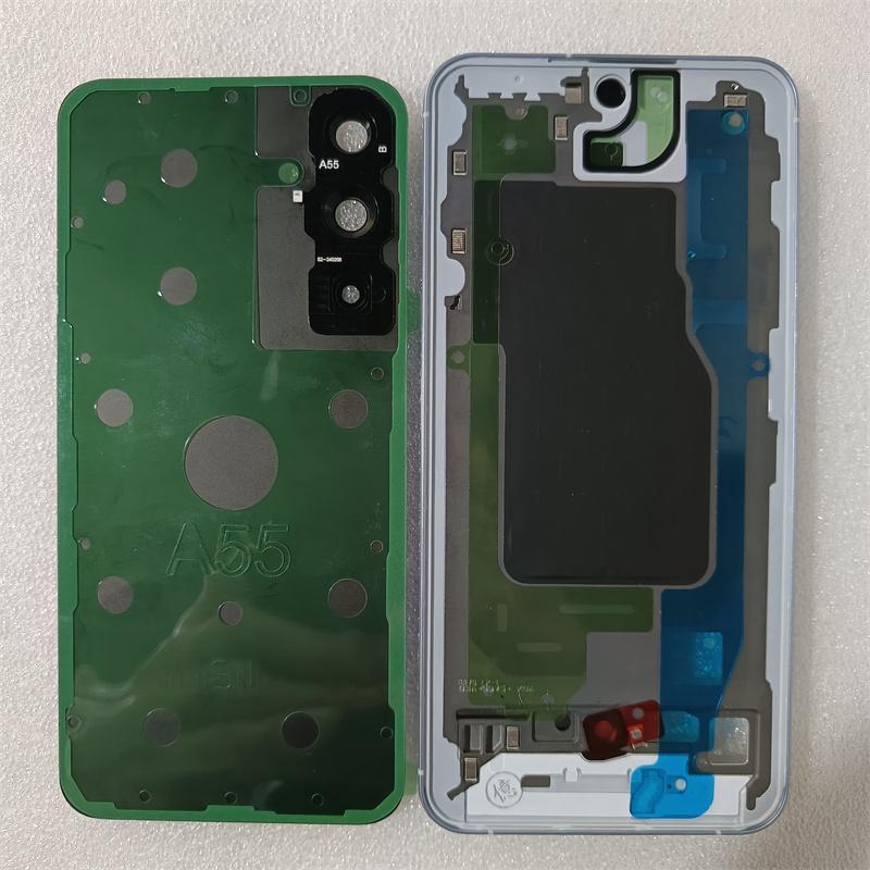 For Samsung Galaxy A55 5G A556 Full Housing Case Middle Frame +Glass Battery Cover Rear Panel Housing Case Repair Parts