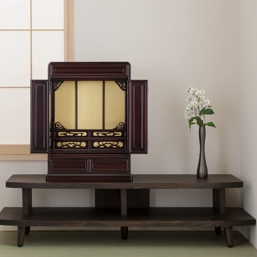 Takita Shoten Buddhist Altar Shop: Karaki Mini Buddhist Altar (Made in Japan), Cherry Blossom Color, Size 20, 61cm High x 44cm Wide, Compact and Very