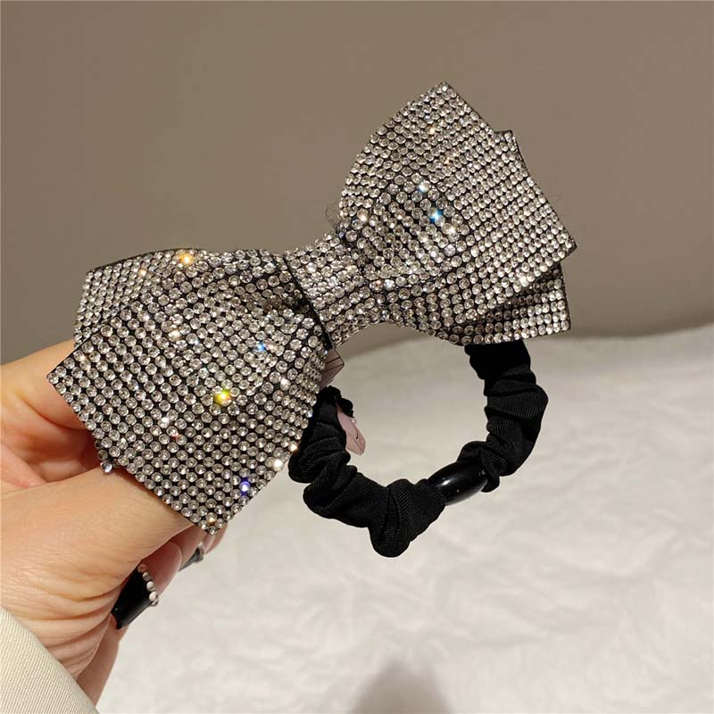 Diamond Bow Hair Ring Japanese Wavy Hair Tie Shiny Head Flower Tie Hair Rubber Band Korean Girl Women Head Rope