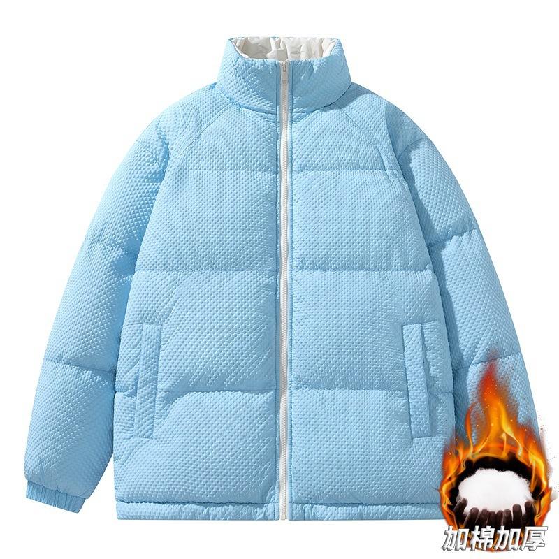 Winter Warm Thickened Bread Clothes Couple Young Handsome Cotton-padded Clothes Cotton Clothes Solid Color Stand-up Collar Versatile Jacket Tide