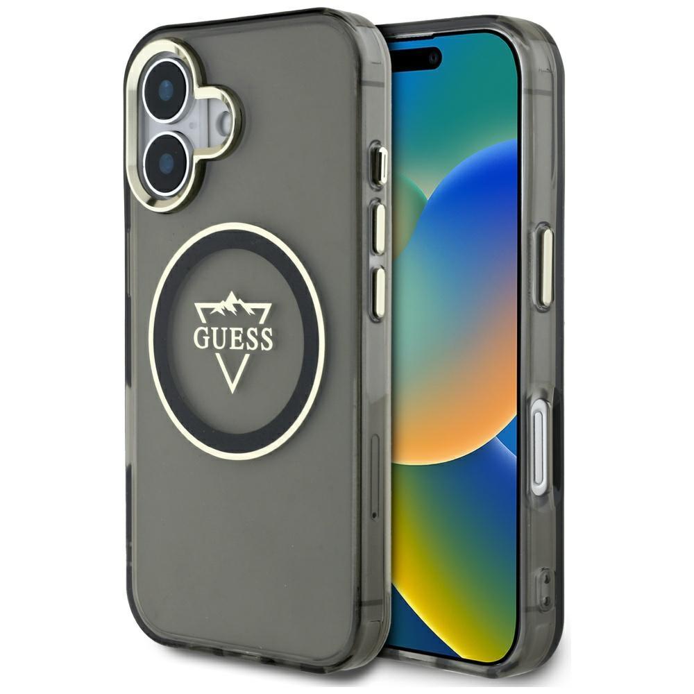 Guess IML Metal Mountain Logo MagSafe case for iPhone 16 black