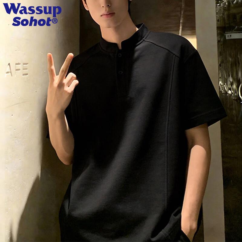 

Wassup Sohot Men s American Retro Henley T-Shirt 3XL