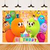 Cartoon Photo Backgrounds Bichi Kids 1st Birthday Party Baby Shower Decoration Rainbow Ant Doll Friends Photo Background