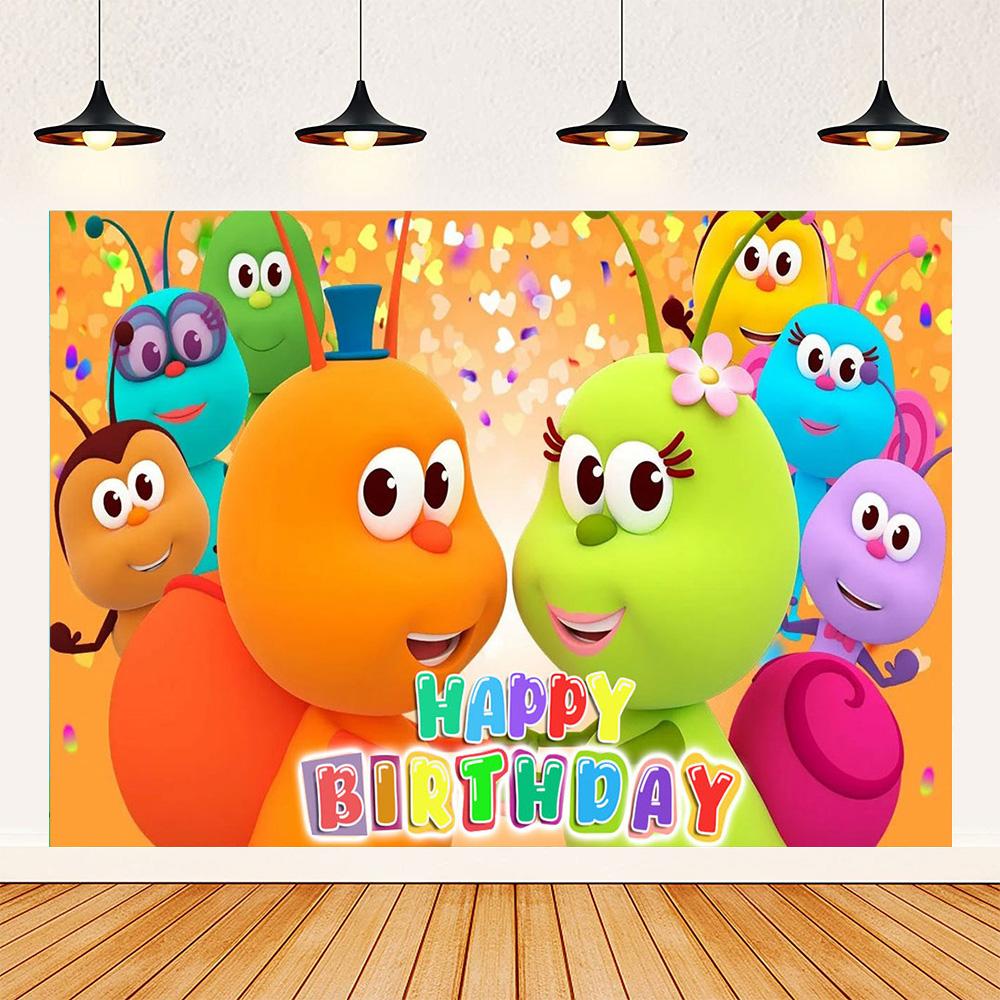Cartoon Photo Backgrounds Bichi Kids 1st Birthday Party Baby Shower Decoration Rainbow Ant Doll Friends Photo Background