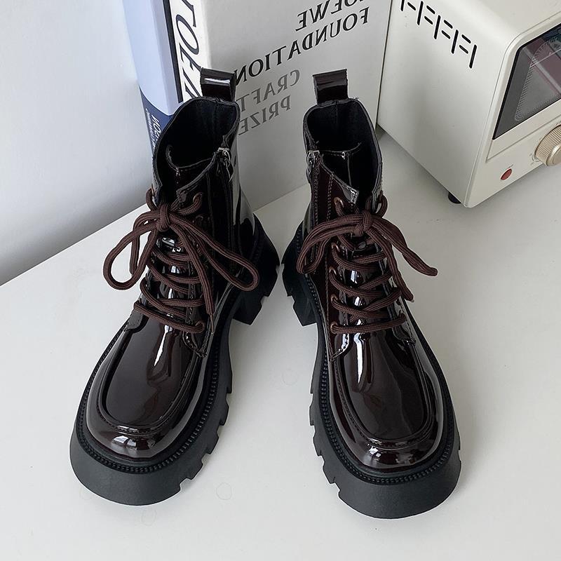 

Рік бічна блискавка черевики-локомотиви платформа британський стиль нові осінні черевики на шнурівці зимові чорні черевики Мартін жіноча мода 40 бордовий