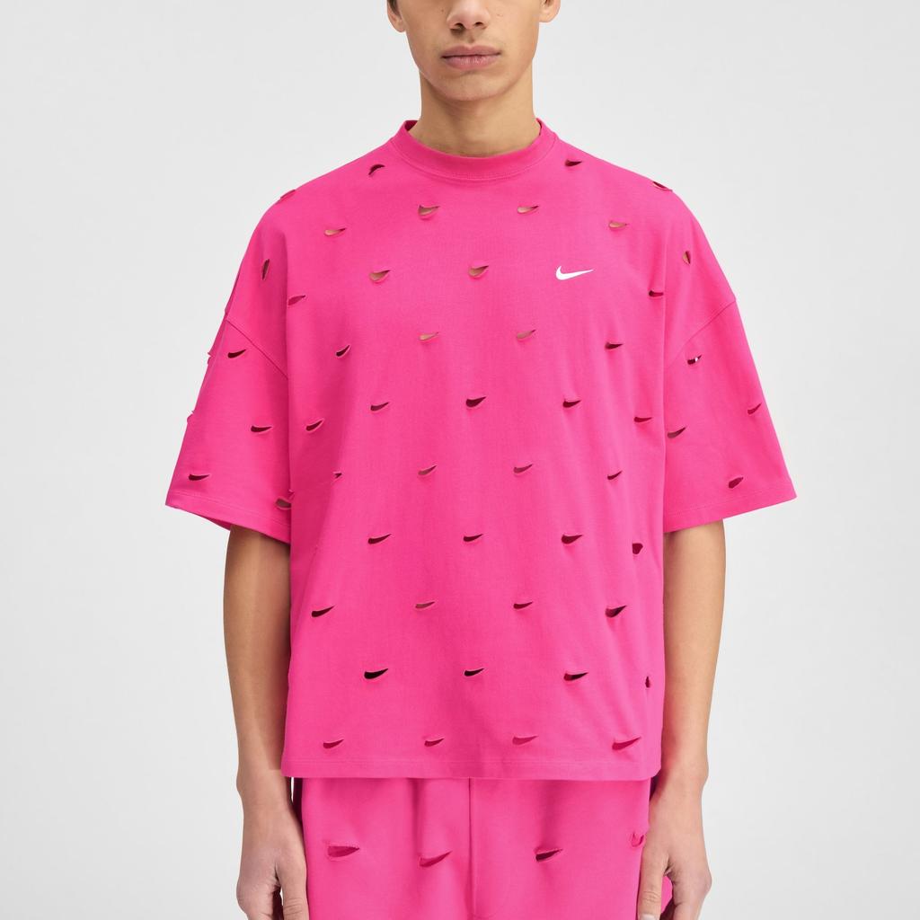 Nike X Jacquemus Co-Branded Logo Round Neck Hollow-Out Casual Short Sleeve Drop Shoulder T-Shirt Unisex Tops Watermelon-Red FJ3478-653