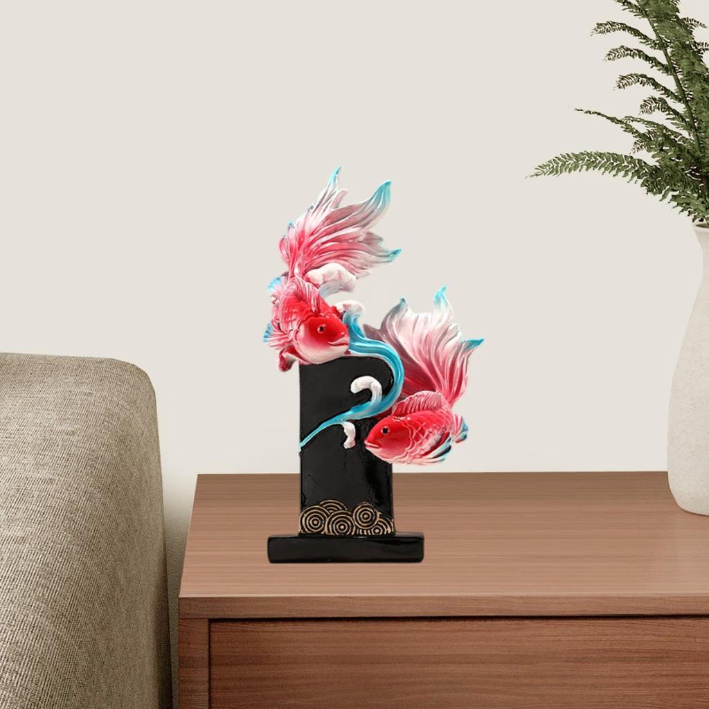 Koi Fish Sculpture Resin Table Centerpiece for Office New Year Entrance