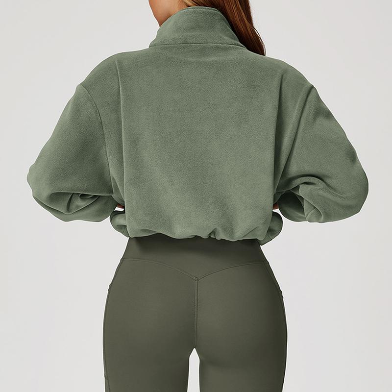 Jacket Stand-up Collar Windproof and Warm Austrian Fleece Drawstring Jacket Women's Running Plus Fleece Sports Jacket