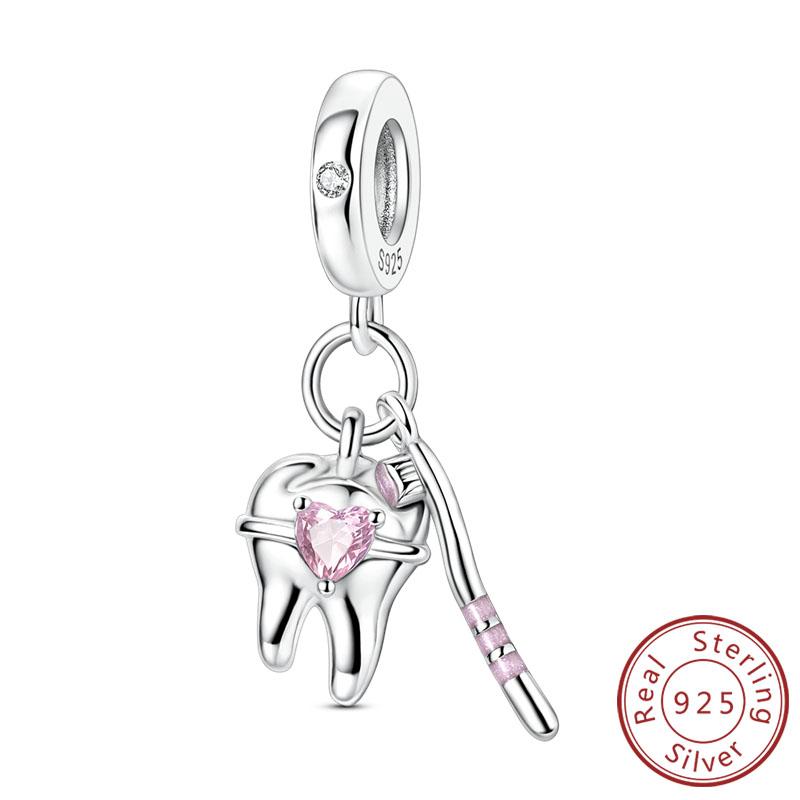 New Original Charms Beads Pendants Copper Cute Cat Paw Bow Apple Heart Charms Fit Bracelets Necklaces Women Jewelry