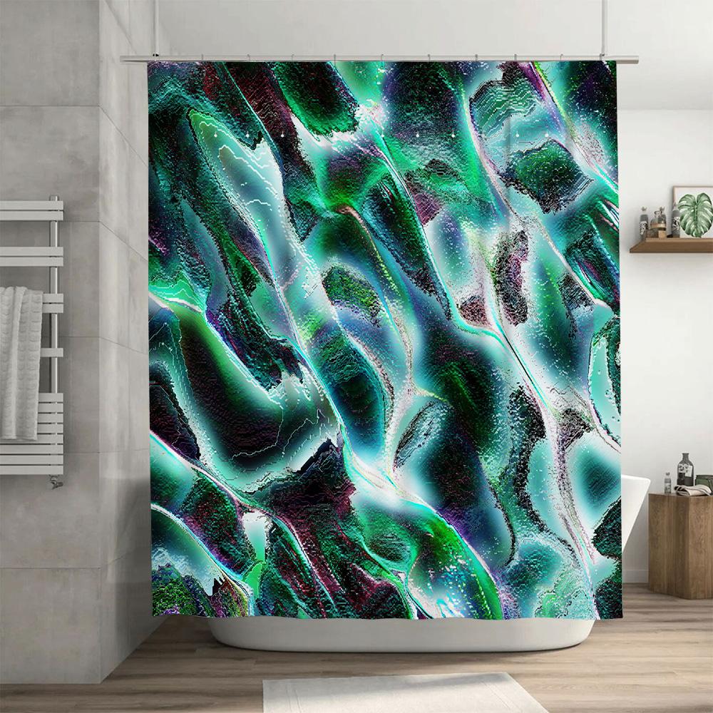 Luxury 3D Waterproof Shower Curtains for Bathroom Decorations Green Marble Print Fabric Water Repellent Modern Home Decor Window