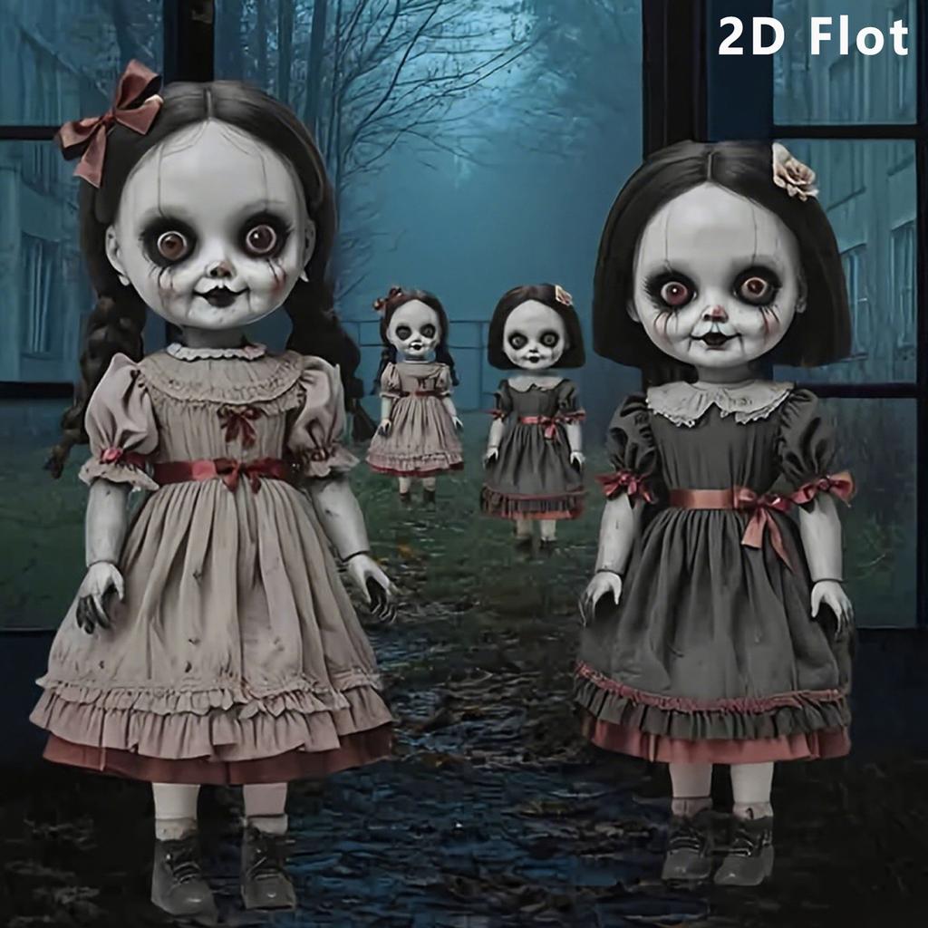Set of 2 Halloween Garden Stakes featuring 2D Flat Creepy Boy Ghost Decorative Yard Stakes for Spooky Outdoor Decor