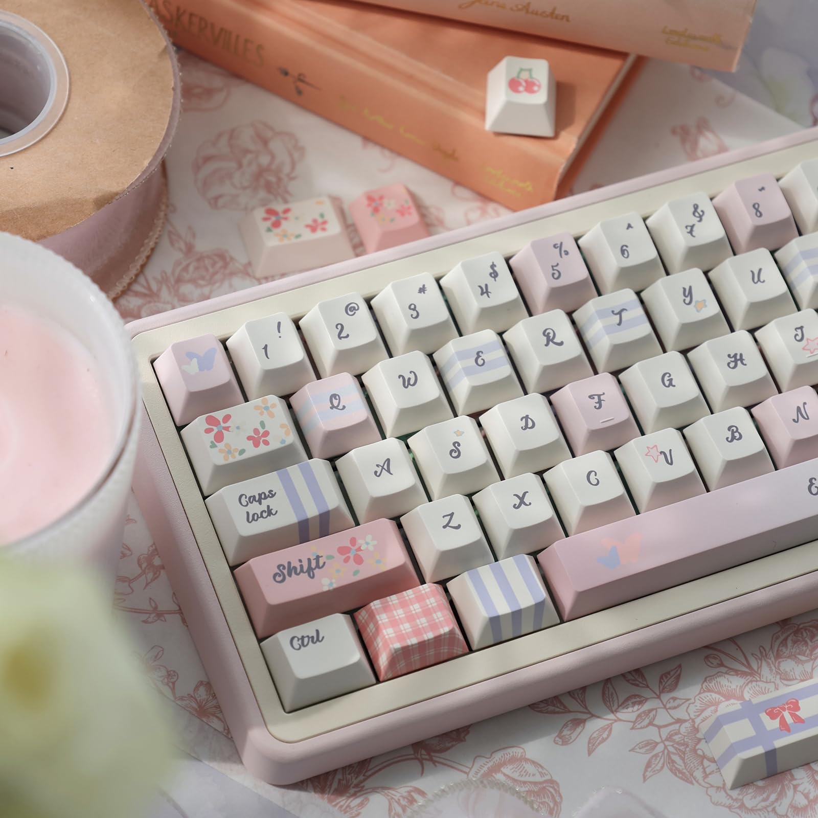 

152 Key Pink Keycaps PBT Dye Sub Cherry Profile Keycaps Fit Cherry Mx Switch Mechanical Keyboard 61/64/87/104/108