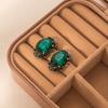 French Court Style Light Luxury Earrings Women'S High-End Sense Retro Green Gem Stud Earrings Temperament Exquisite Earrings