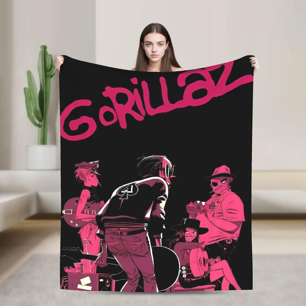 British GorillazS Virtual Band Rock Hip-Hop Blanket  Warm Soft Novelty Plush Throw Blanket For Travel Office Flannel Bed Cover