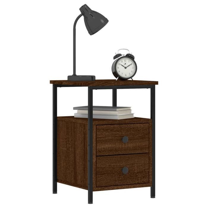 VidaXL Bedside Table Brown Oak 34x35.5x50 Cm Engineered Wood 826021
