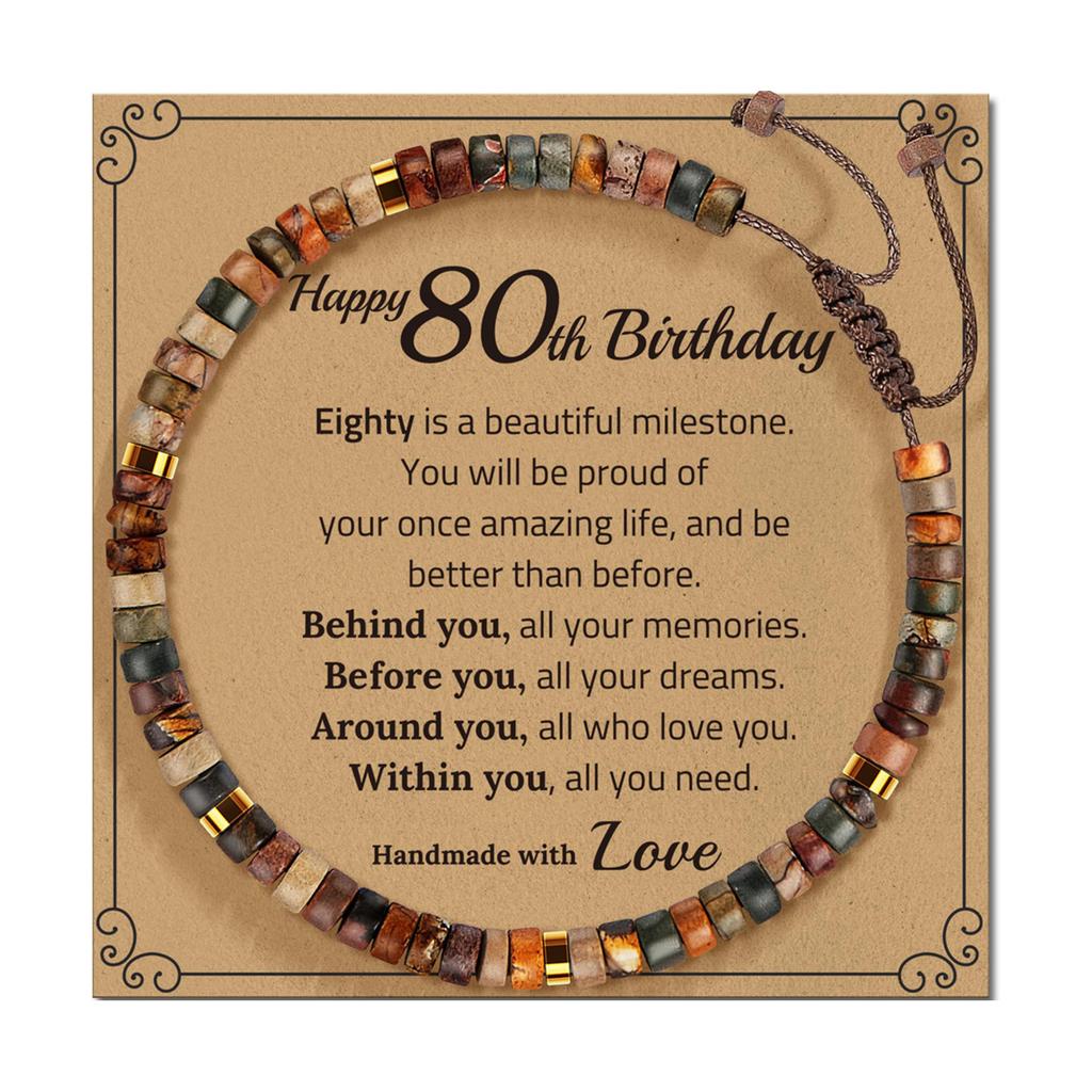 Adjustable Handmade Stone Bracelet Decoration for All Ages Featuring A Blessing Card and Multiple Color Addition