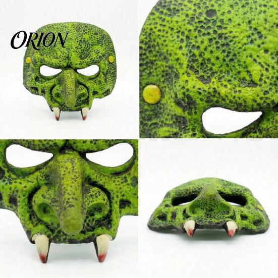 Lightweight Horror Party Masque Old Witch Halloween for Adults, Green Foam Half Detailed Reptile Texture Face Masquerade Accessory Party, Cosplay