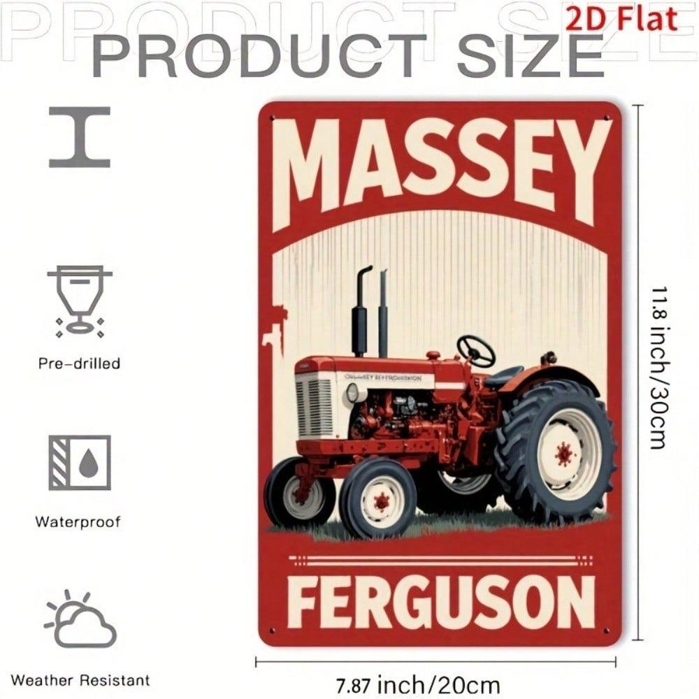 Vintage Farm Tractor Metal Sign Red Tin Wall Art Garage Man Cave Bar Decor
