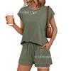 European and American women's clothing is popular, spring and summer short-sleeved T-shirts and shorts are loose and casual two-piece sets.