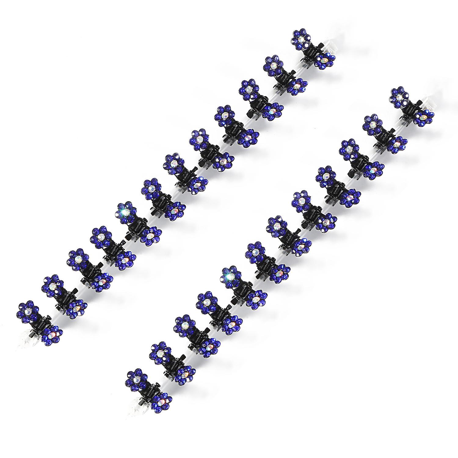 

Маленькие мини заколки для волос со стразами для девочек 12 шт 2х1.6 см королевский синий