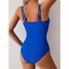 Solid Color Swimsuit Women's One Piece Bikini Beach Vacation V-neck Suspender Backless Swimwear Summer New