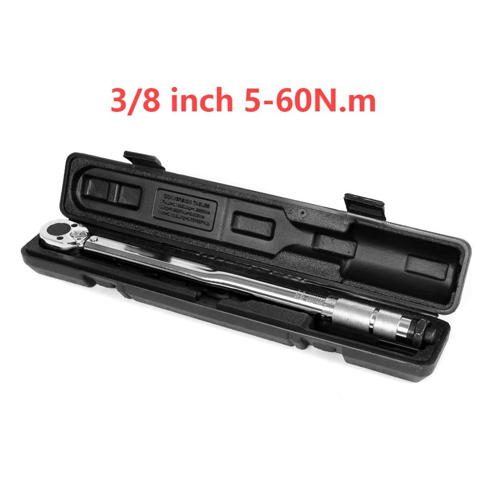5-60Nm Verstellbarer Drehmomentschlüssel Professionell Vierkantantrieb Umschaltbare Ratsche 3/8'' Antrieb Schraubenschlüssel Handwerkzeug für Auto Motorrad