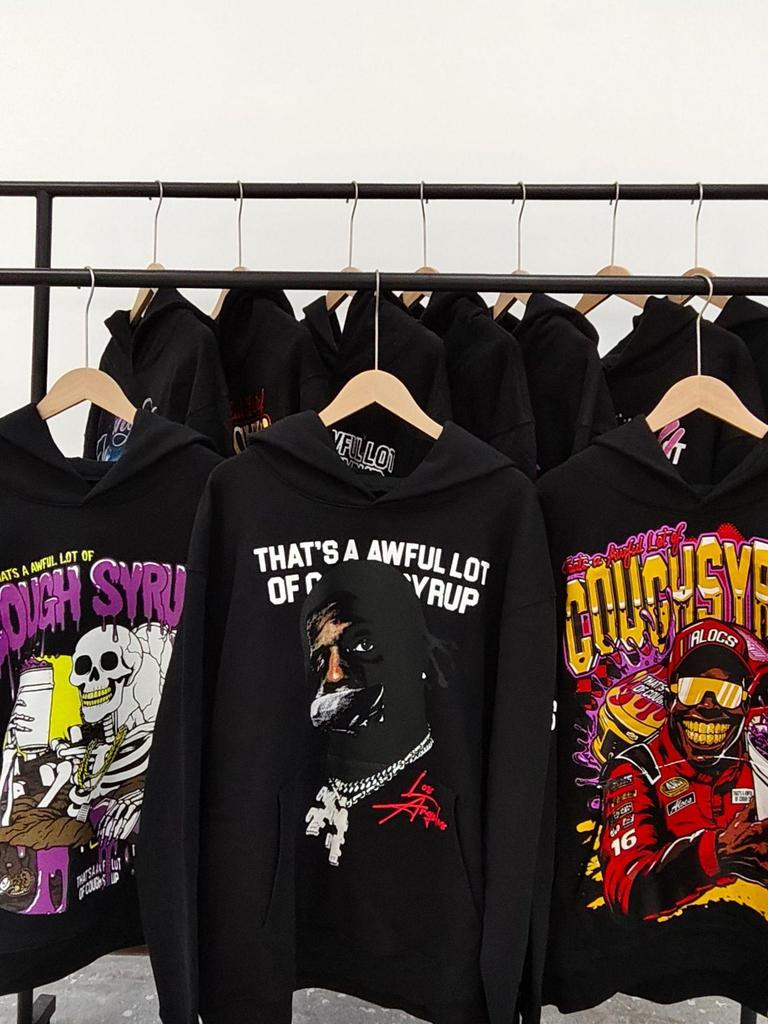 "That's an Awful Lot of Cough Syrup" Anime Print Hoodie for Men - Trendy Brand Original Label.