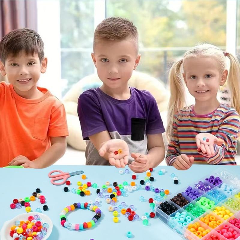 DIY Bracelet Making Set With Resin Beads Plastic Charm and Elastics String for Kids Adults Jewelry Craft Supplies