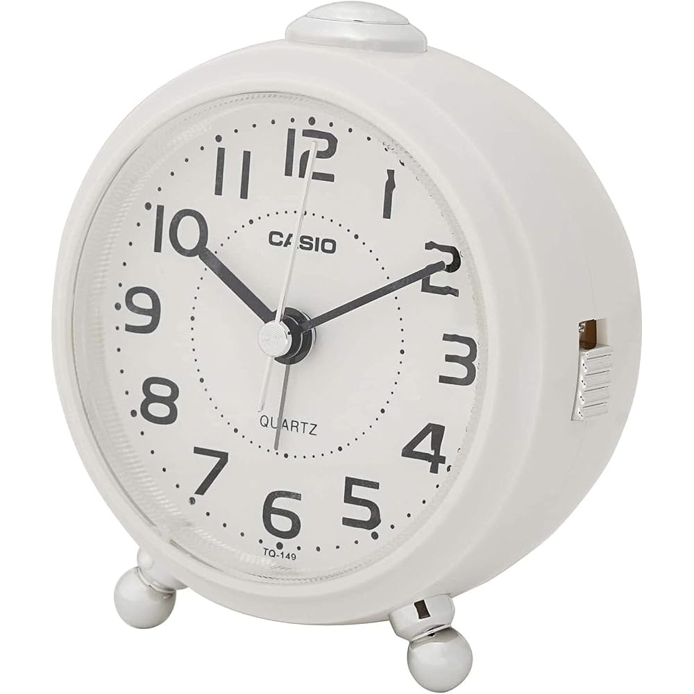 CASIO Alarm Clock, Table Clock, White, Analog, Compact, Snooze, Light, TQ-149-7JF