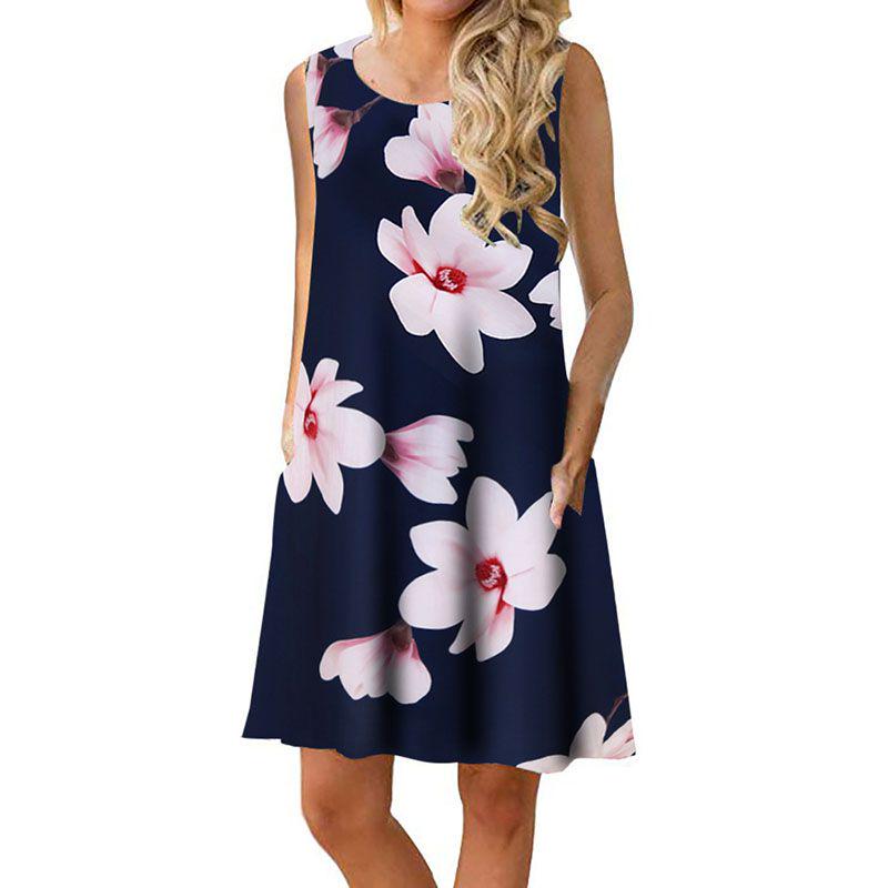 Women's Summer Boho Floral Tank Dress With Comfortable Loose Fit For Casual Beach Outings