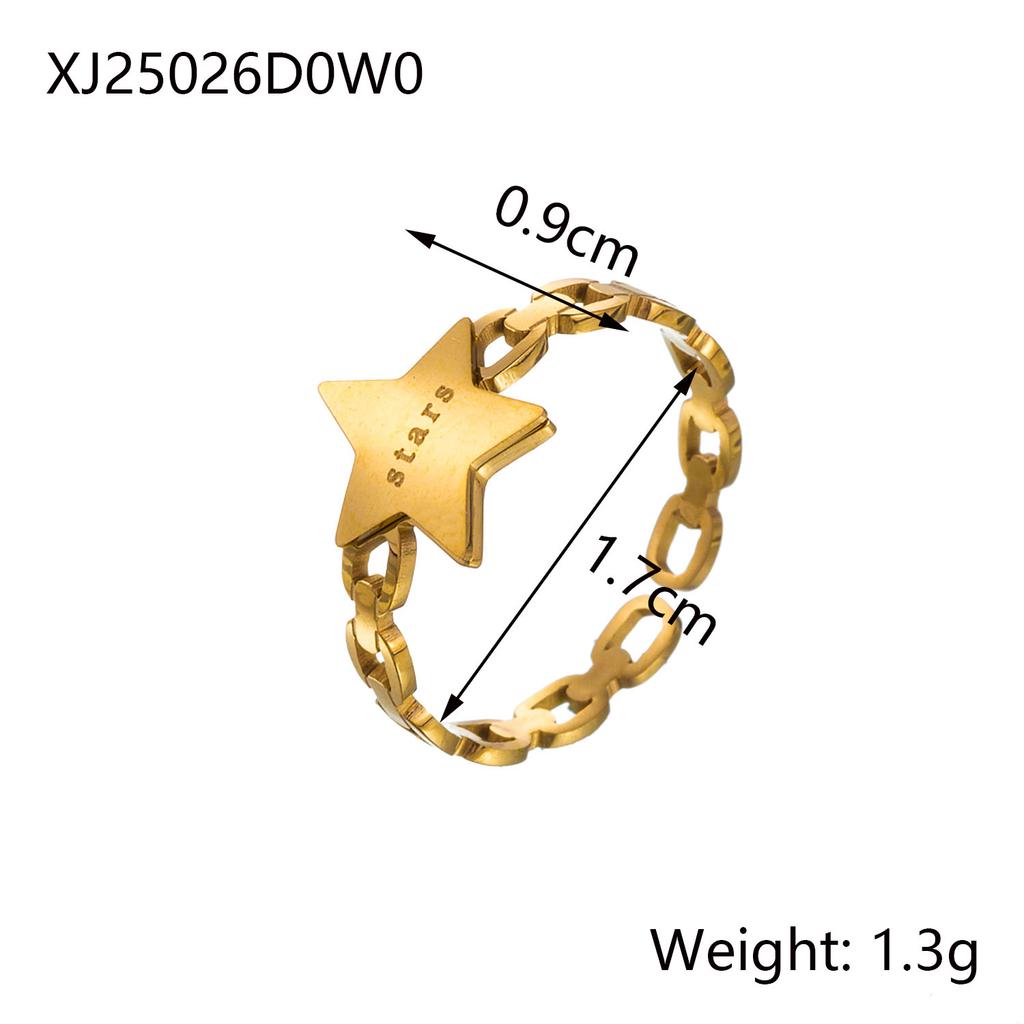 CARLIDANA Fashion Ins Geometric Irregular Hollow Muti Layer Chain 18K Gold Plated Stainless Steel Open Ring for Women Jewelry