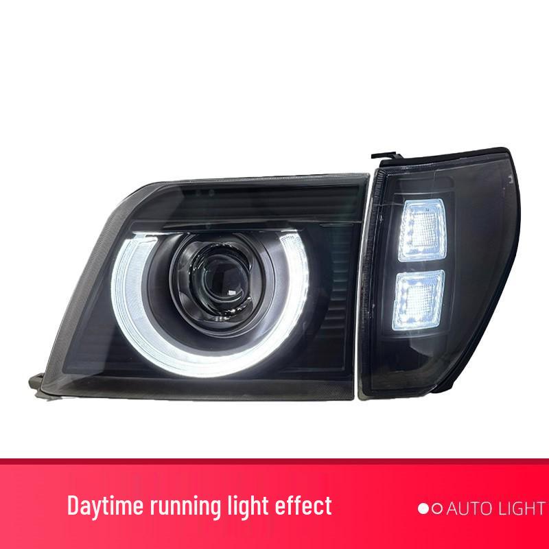 Toyota Old Prado LC90 Defender-Style Headlight Assembly: LED Daytime Lights & Bi-Beam Projector