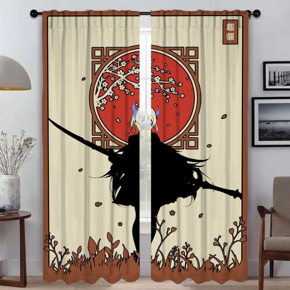 Japan Line Artnime Halloween Decoration Curtains for Bedroom Blackout Curtain for Room 2 Panel Shades Home Interior Curtains