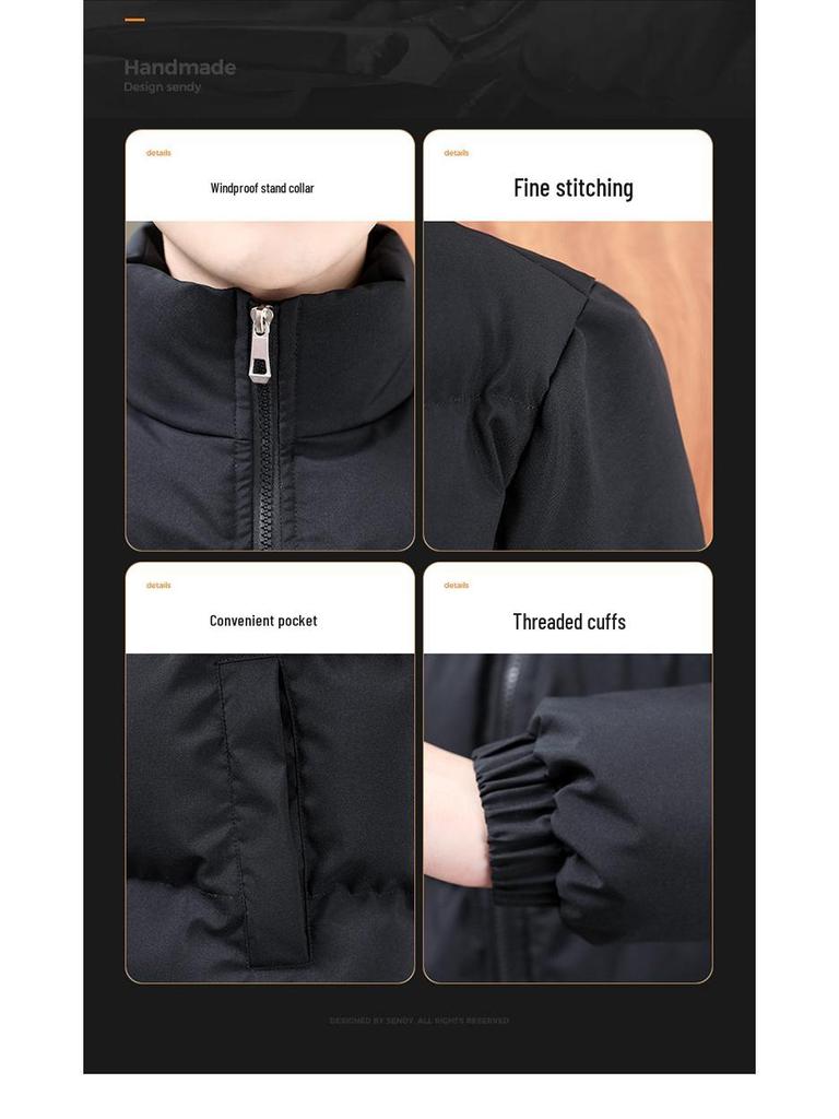 Men's High-End Velvet Thickened Winter Cotton Padded Jacket - Warm Bread Style