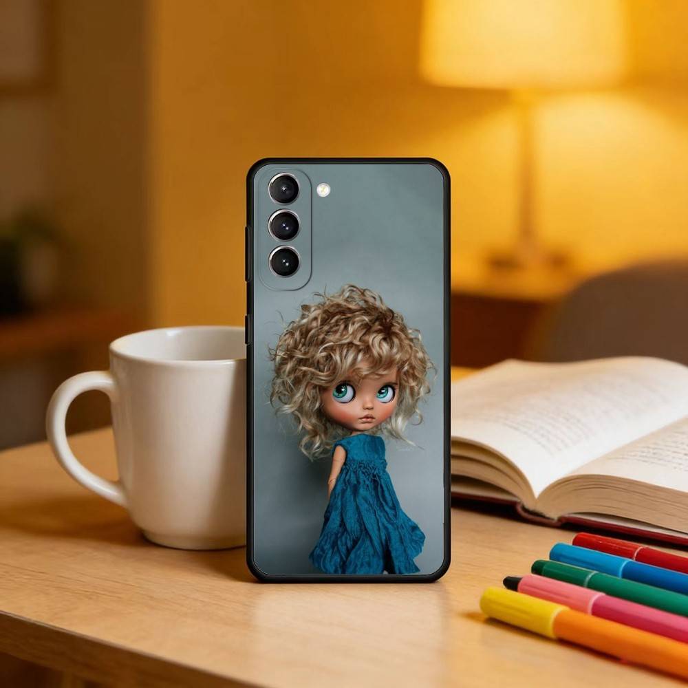 Fashion Doll Blythe Phone Case For Samsung S25,24,23,22,30,21,10,9,Ultra,Plus,Lite,FE,4,5 G Soft Black Case