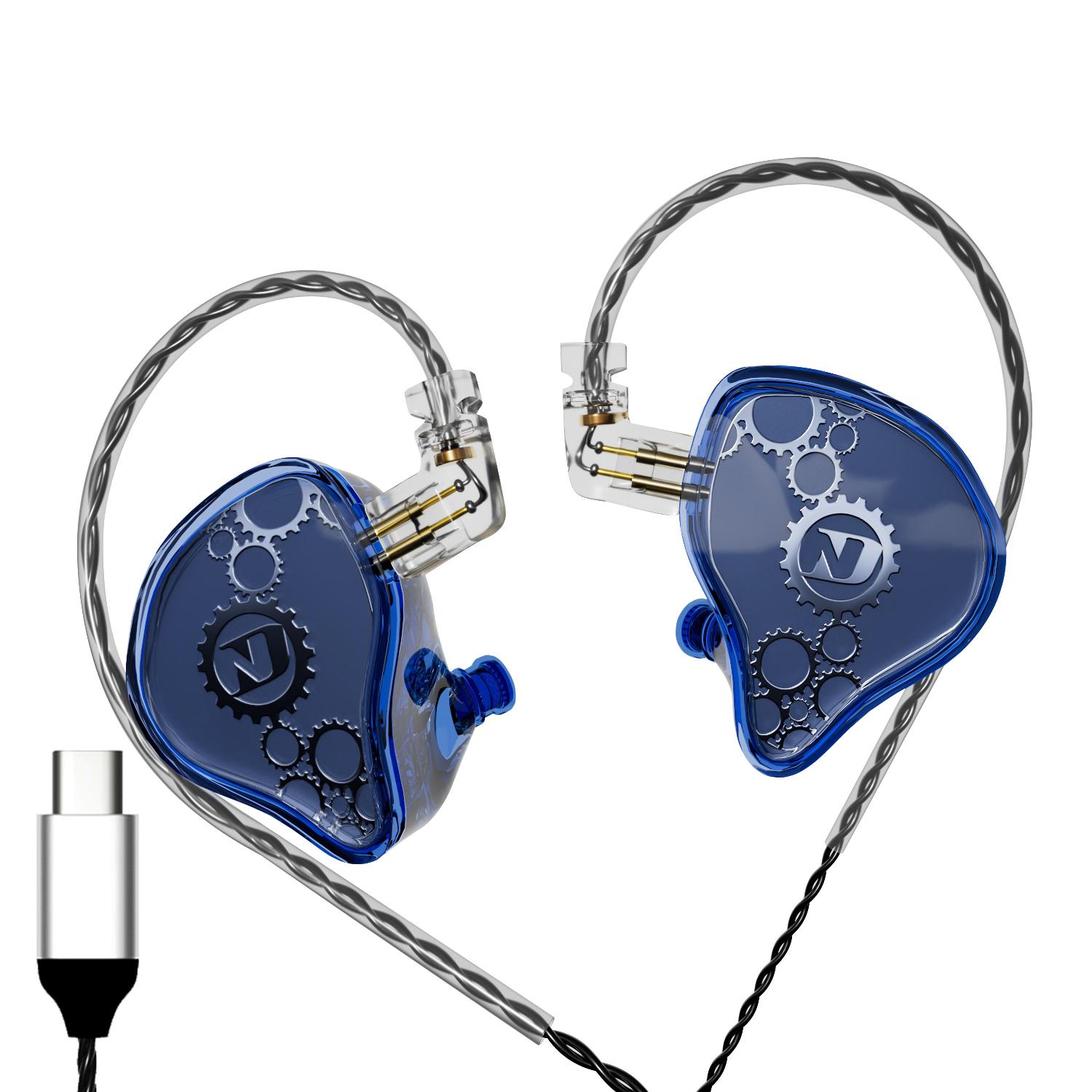 

ND Venus Detachable Type-C Wired Headphones HiFi Sound Industrial In-Ear Earphones (No Mic) Blue