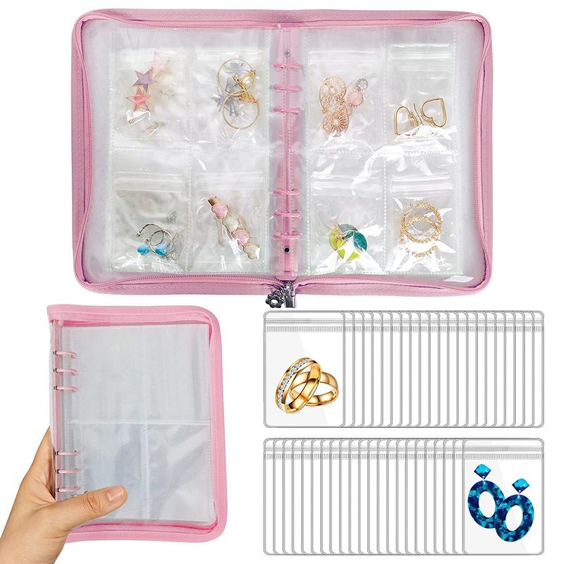 Earring Organizer Case Travel Jewelry Organizer Transparent Jewelry Storage Book For Necklace Bracelet Ring Holder With Bag