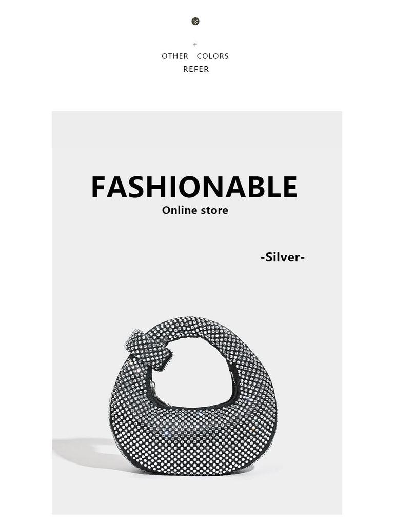 Nische 2024 Volldiamant Knödel Handtasche für Damen: Vielseitige Strass-Socialite-Abendtasche