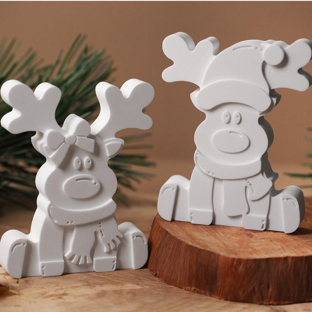 New 3D Reindeer Silicone Mold Sitting Position Handmade Craft Christmas Ornament Mold Cute DIY Craft Mold Holiday Party