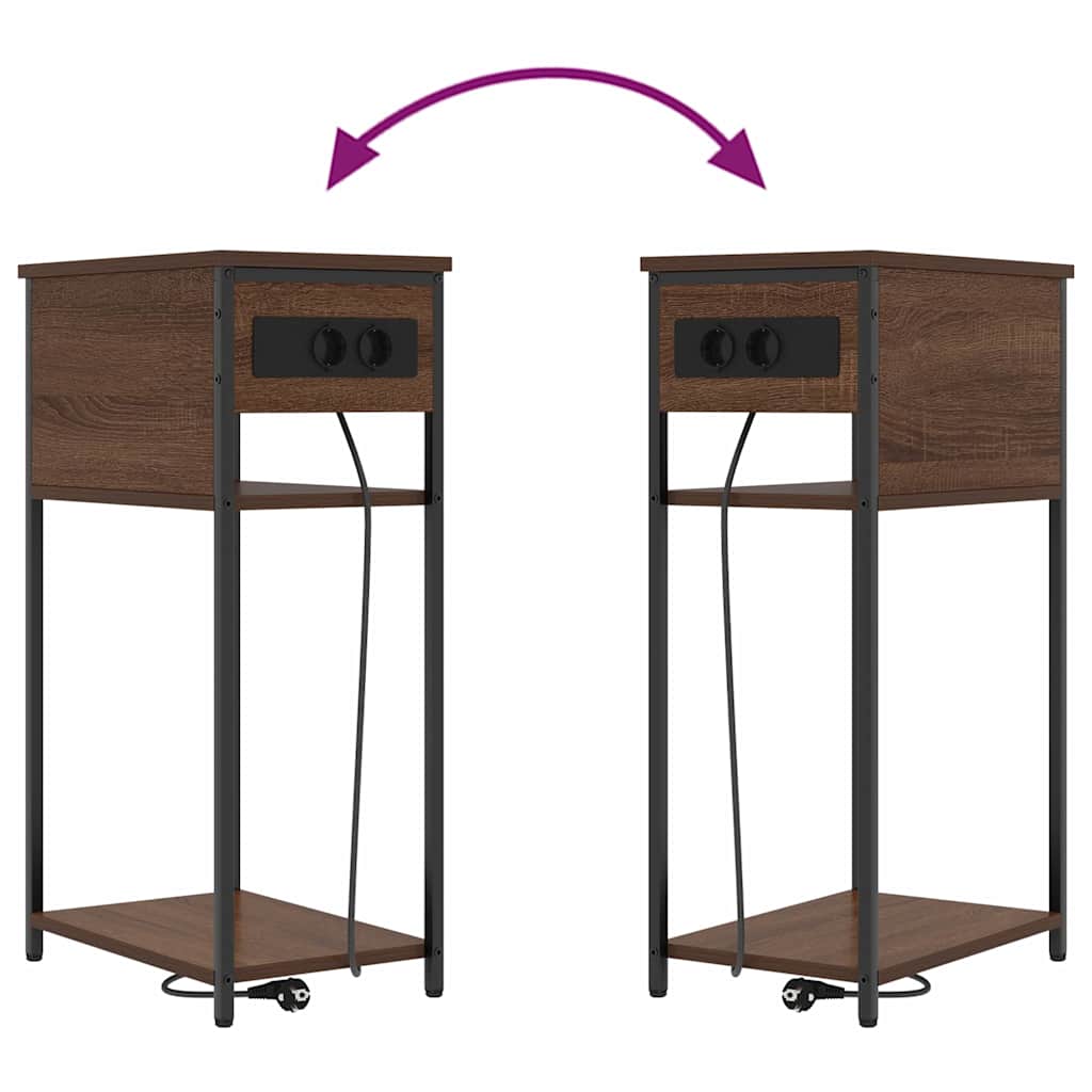 Nightstand Brown Oak Look 41 X 28 X 76 Cm Engineered Wood