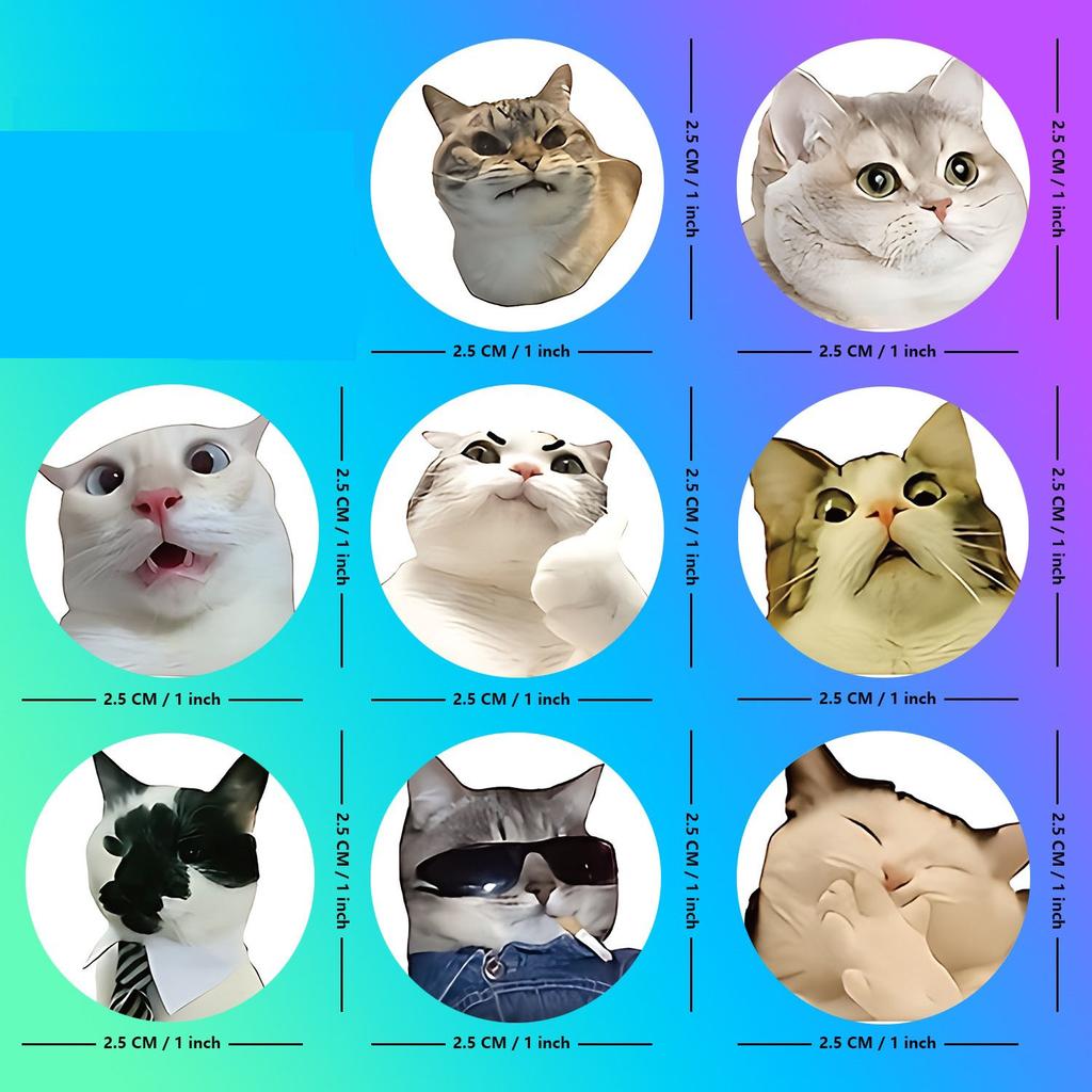 100-500PCS Funny Stickers Cat Cartoon Roll Stickers Animal Packaging Stickers Photocard decor Pack Lables