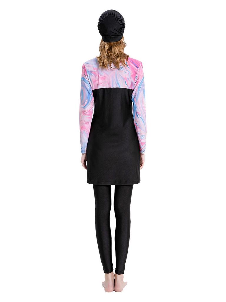 2024 Frühling Damen Dreiteiliges Bedrucktes Badebekleidungsset: Sonnenschutzmittel, Konservativ L076