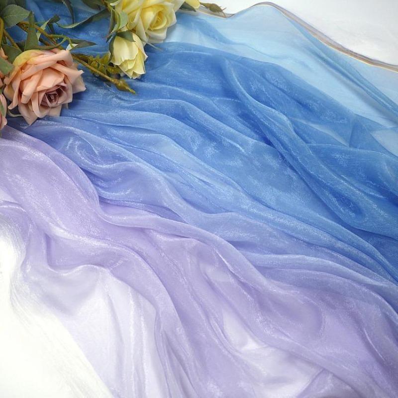 3/5/10m Multicolor Gradient Silk-Crepe Chiffon Fabric for Handmade DIY Sewing Hanfu Apparel Making Wedding Decoration