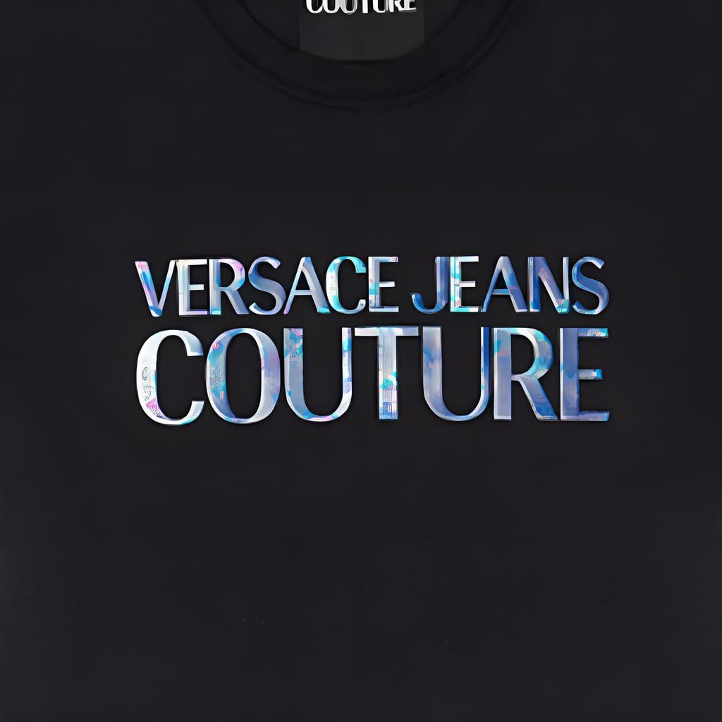 Versace Solid Letter Crew Neck Short Sleeve T-Shirt Men tops Black E72GAHP02-ECJ01P-EOT5