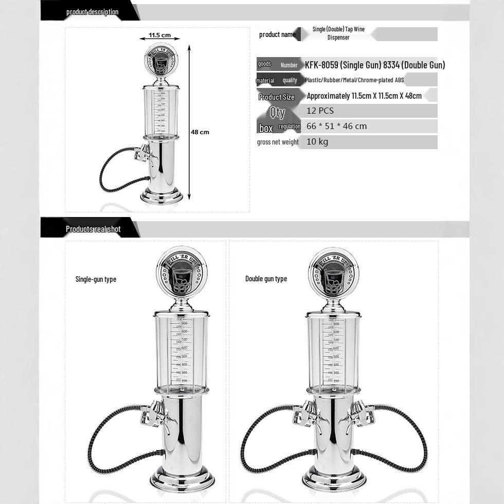 Dual-Head Beverage Dispenser: Gas Station Style Beer & Water Machine, Wine Cannon, Beer Tower