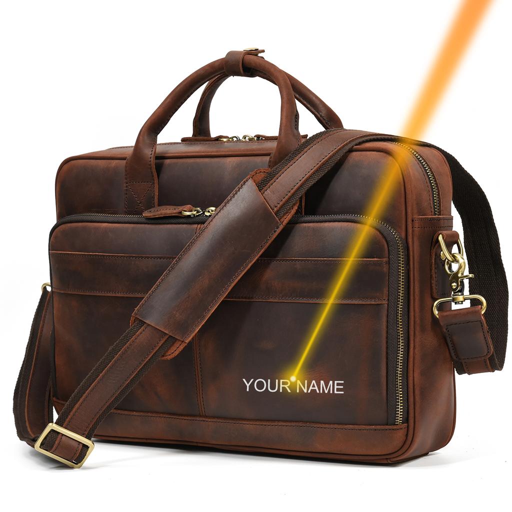 Retro Laptop Briefcase Bag Genuine Leather Handbags Casual 15.6" Business Bag Daily Working Tote Bags Men Male Bag for Documents