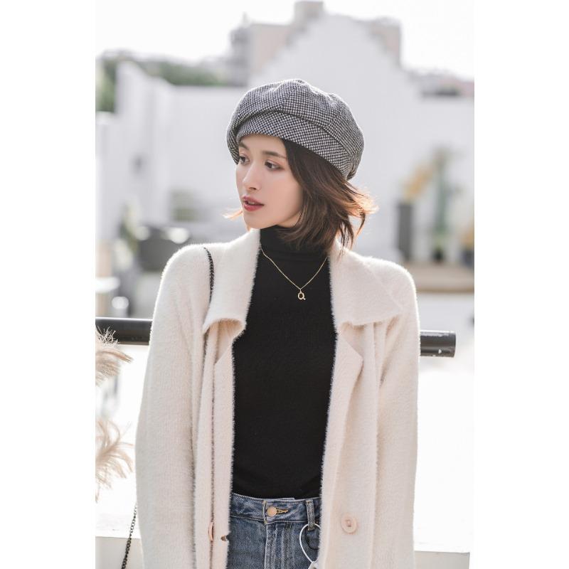 Women S Korean Style Plaid Beret Hat Cute British Painter Cap