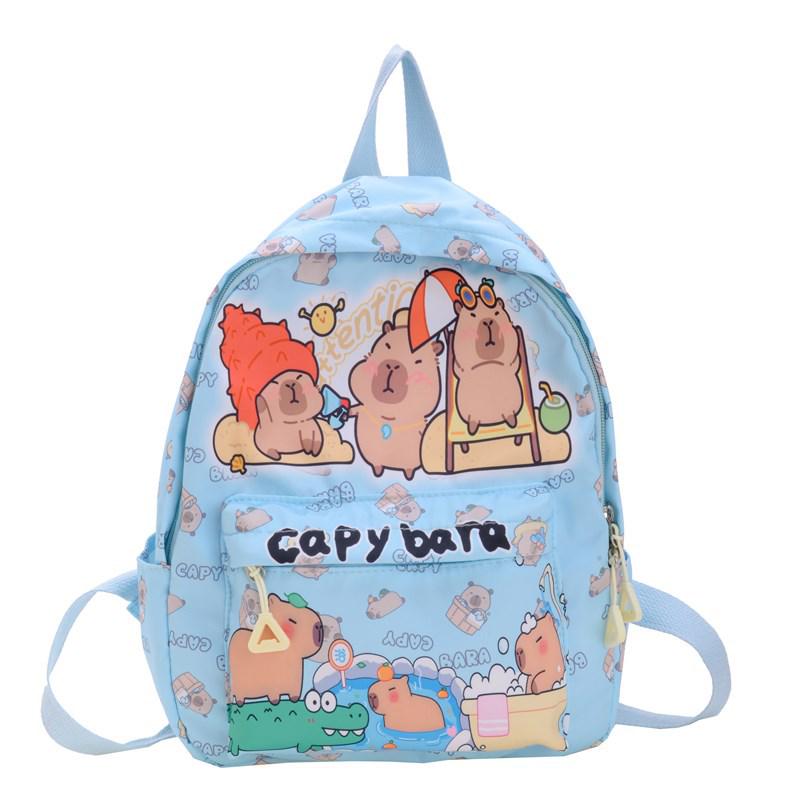 Trendy Capybara Print Double Shoulder Backpack - Large Capacity for Students and Kids