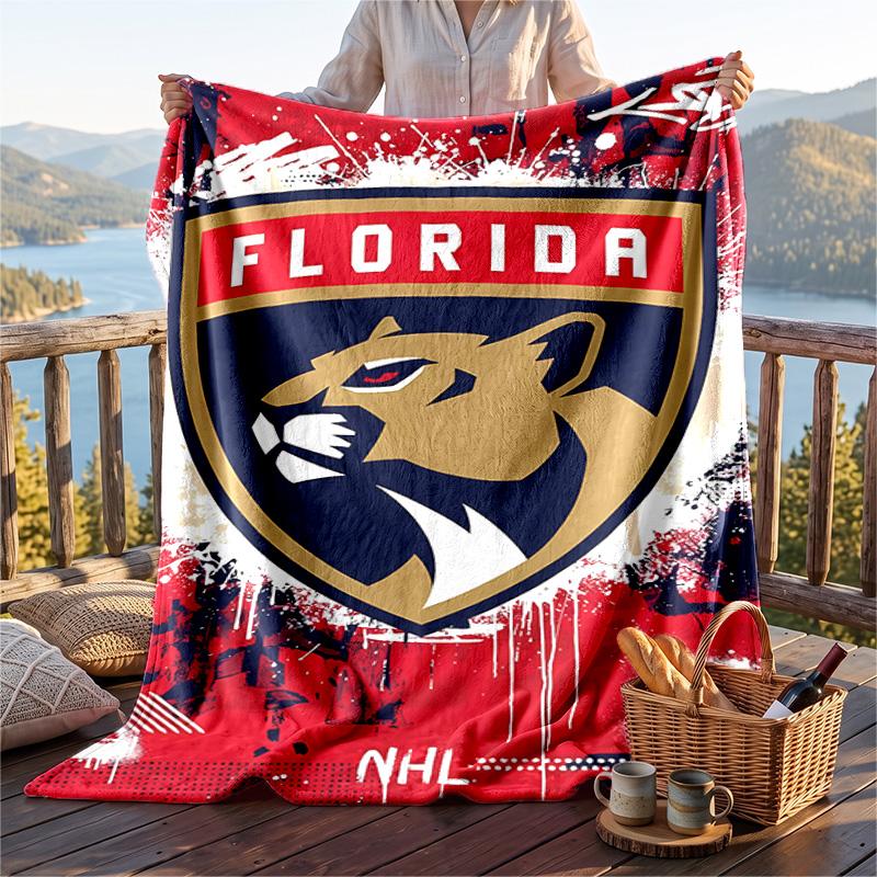 Warm Flannel Blanket Florida Panthers Pattern, Lightweight Comfortable Throw Blanket for Bed Sofa Use